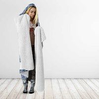 Samoa Siapo Blue Trimmed Hooded Blanket Samoa White Sunday LT01 - Polynesian Pride