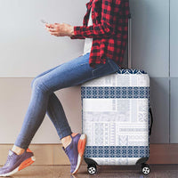 Samoa Siapo Blue Trimmed Luggage Cover Samoa White Sunday - Polynesian Pride