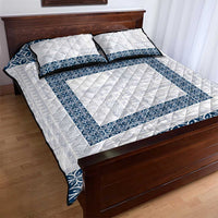 Samoa Siapo Blue Trimmed Quilt Bed Set Samoa White Sunday - Polynesian Pride