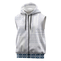 Samoa Siapo Blue Trimmed Sleeveless Zip Hoodie Samoa White Sunday - Polynesian Pride