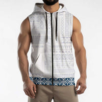 Samoa Siapo Blue Trimmed Sleeveless Zip Hoodie Samoa White Sunday - Polynesian Pride