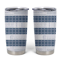 Samoa Siapo Blue Trimmed Tumbler Cup Samoa White Sunday - Polynesian Pride