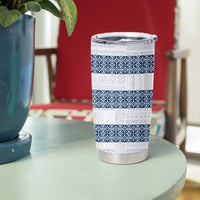 Samoa Siapo Blue Trimmed Tumbler Cup Samoa White Sunday - Polynesian Pride