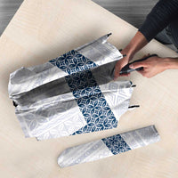 Samoa Siapo Blue Trimmed Umbrella Samoa White Sunday - Polynesian Pride