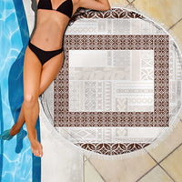 Samoa Siapo Brown Trimmed Beach Blanket Samoa White Sunday - Polynesian Pride