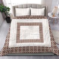 Samoa Siapo Brown Trimmed Bedding Set Samoa White Sunday - Polynesian Pride