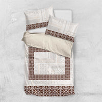 Samoa Siapo Brown Trimmed Bedding Set Samoa White Sunday - Polynesian Pride