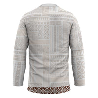 Samoa Siapo Brown Trimmed Hockey Jersey Samoa White Sunday - Polynesian Pride