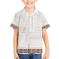 Samoa Siapo Brown Trimmed Kid Hawaiian Shirt Samoa White Sunday - Polynesian Pride