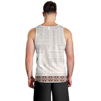 Samoa Siapo Brown Trimmed Men Tank Top Samoa White Sunday - Polynesian Pride