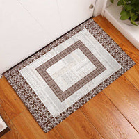 Samoa Siapo Brown Trimmed Rubber Doormat Samoa White Sunday - Polynesian Pride