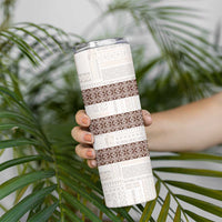 Samoa Siapo Brown Trimmed Skinny Tumbler Samoa White Sunday - Polynesian Pride