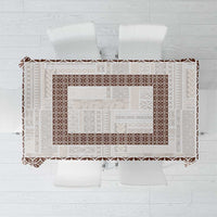 Samoa Siapo Brown Trimmed Tablecloth Samoa White Sunday - Polynesian Pride