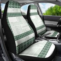 Samoa Siapo Green Trimmed Car Seat Cover Samoa White Sunday - Polynesian Pride