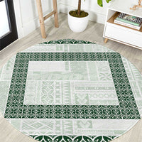 Samoa Siapo Green Trimmed Round Carpet Samoa White Sunday - Polynesian Pride