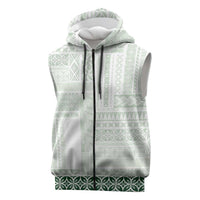 Samoa Siapo Green Trimmed Sleeveless Zip Hoodie Samoa White Sunday LT01 Green - Polynesian Pride