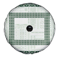 Samoa Siapo Green Trimmed Spare Tire Cover Samoa White Sunday - Polynesian Pride