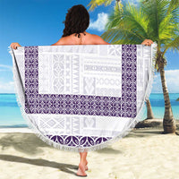 Samoa Siapo Purple Trimmed Beach Blanket Samoa White Sunday - Polynesian Pride