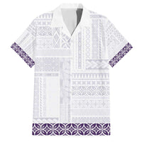 Samoa Siapo Purple Trimmed Family Matching Puletasi and Hawaiian Shirt Samoa White Sunday - Polynesian Pride