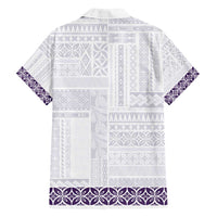 Samoa Siapo Purple Trimmed Family Matching Puletasi and Hawaiian Shirt Samoa White Sunday - Polynesian Pride