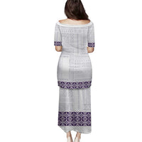 Samoa Siapo Purple Trimmed Family Matching Puletasi and Hawaiian Shirt Samoa White Sunday - Polynesian Pride