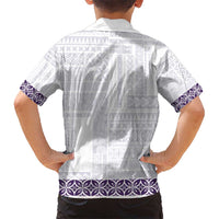 Samoa Siapo Purple Trimmed Kid Hawaiian Shirt Samoa White Sunday - Polynesian Pride
