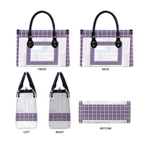 Samoa Siapo Purple Trimmed Leather Bag Samoa White Sunday - Polynesian Pride