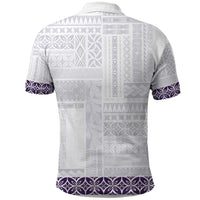 Samoa Siapo Purple Trimmed Polo Shirt Samoa White Sunday - Polynesian Pride