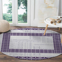 Samoa Siapo Purple Trimmed Round Carpet Samoa White Sunday - Polynesian Pride