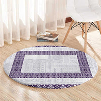 Samoa Siapo Purple Trimmed Round Carpet Samoa White Sunday - Polynesian Pride