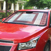 Samoa Siapo Red Trimmed Auto Sun Shade Samoa White Sunday - Polynesian Pride