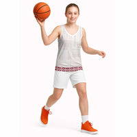Samoa Siapo Red Trimmed Basketball Jersey Samoa White Sunday - Polynesian Pride