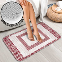 Samoa Siapo Red Trimmed Bathroom Set Samoa White Sunday - Polynesian Pride