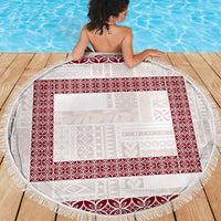 Samoa Siapo Red Trimmed Beach Blanket Samoa White Sunday - Polynesian Pride