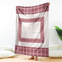 Samoa Siapo Red Trimmed Blanket Samoa White Sunday - Polynesian Pride