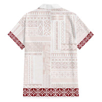 Samoa Siapo Red Trimmed Family Matching Puletasi and Hawaiian Shirt Samoa White Sunday - Polynesian Pride