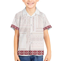 Samoa Siapo Red Trimmed Family Matching Puletasi and Hawaiian Shirt Samoa White Sunday - Polynesian Pride