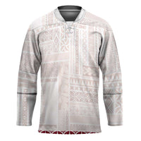 Samoa Siapo Red Trimmed Hockey Jersey Samoa White Sunday - Polynesian Pride