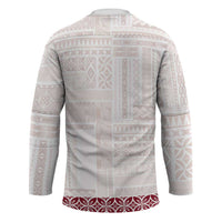 Samoa Siapo Red Trimmed Hockey Jersey Samoa White Sunday - Polynesian Pride
