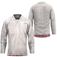 Samoa Siapo Red Trimmed Hockey Jersey Samoa White Sunday - Polynesian Pride