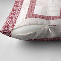 Samoa Siapo Red Trimmed Pillow Cover Samoa White Sunday - Polynesian Pride