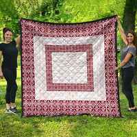 Samoa Siapo Red Trimmed Quilt Samoa White Sunday - Polynesian Pride