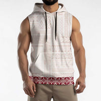 Samoa Siapo Red Trimmed Sleeveless Hoodie Samoa White Sunday - Polynesian Pride