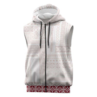 Samoa Siapo Red Trimmed Sleeveless Zip Hoodie Samoa White Sunday - Polynesian Pride