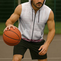 Samoa Siapo Red Trimmed Sleeveless Zip Hoodie Samoa White Sunday - Polynesian Pride