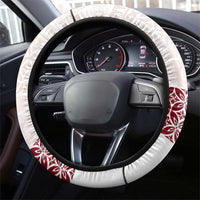 Samoa Siapo Red Trimmed Steering Wheel Cover Samoa White Sunday - Polynesian Pride