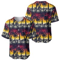 Hawaii Hibiscus Palm Tree Sunset Baseball Jersey Tropical Style - Polynesian Pride
