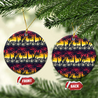 Hawaii Hibiscus Palm Tree Sunset Ceramic Ornament Tropical Style - Polynesian Pride