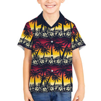 Hawaii Hibiscus Palm Tree Sunset Family Matching Tank Maxi Dress and Hawaiian Shirt Tropical Style - Polynesian Pride