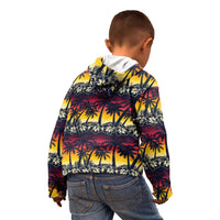 Hawaii Hibiscus Palm Tree Sunset Kid Hoodie Tropical Style - Polynesian Pride